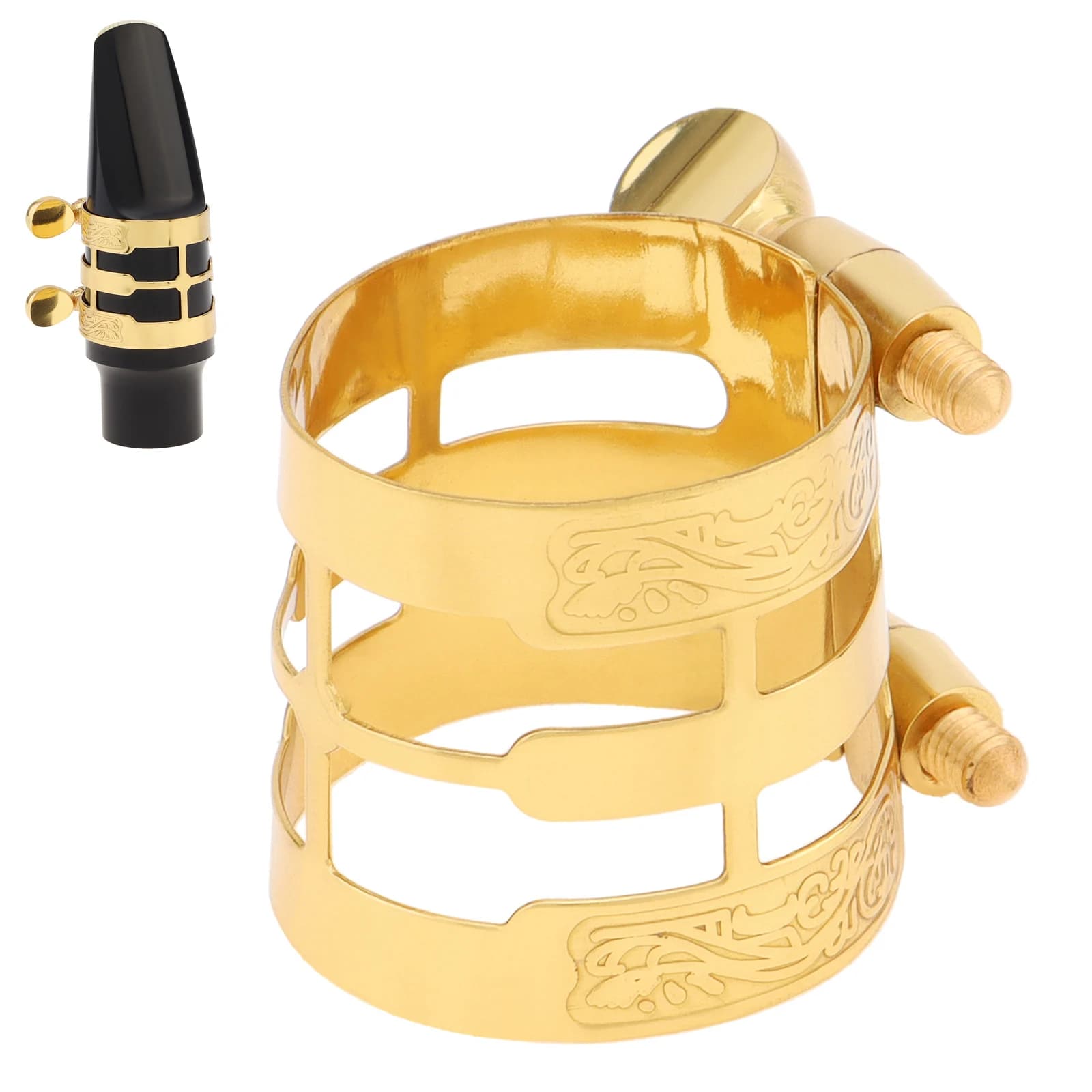Professional Carved Metal Ligature Alto Sax Clarinet Mouthpiece Ligature for Alto Saxophone Accessories