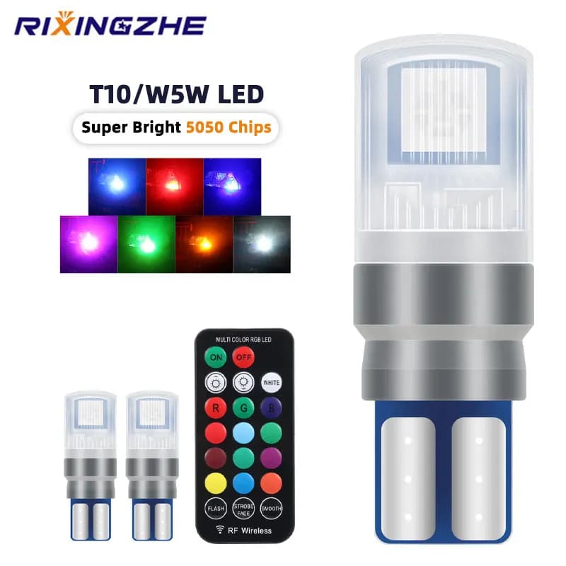 T10 W5W LED RGB 194 168 5050 SMD con telecomando Canbus Car Dome Lampada da lettura Automobiles Lampada a cuneo Luci di ingombro