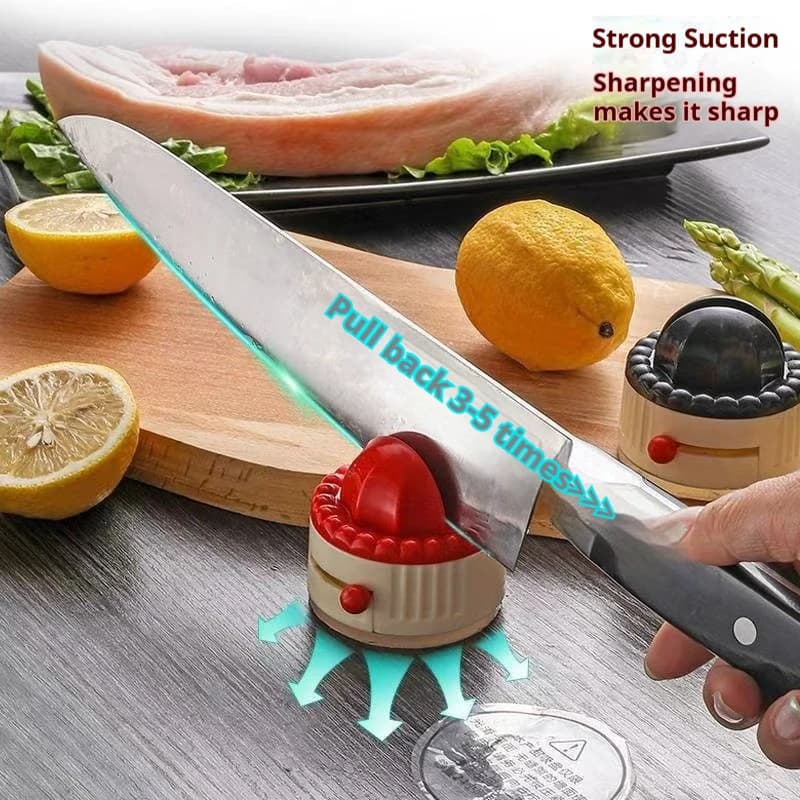 Round Suction Cup Sharpening Stone, Household Kitchen Tool for Sharpening Kitchen Knives and Scissors, New Quick Knife Sharpener