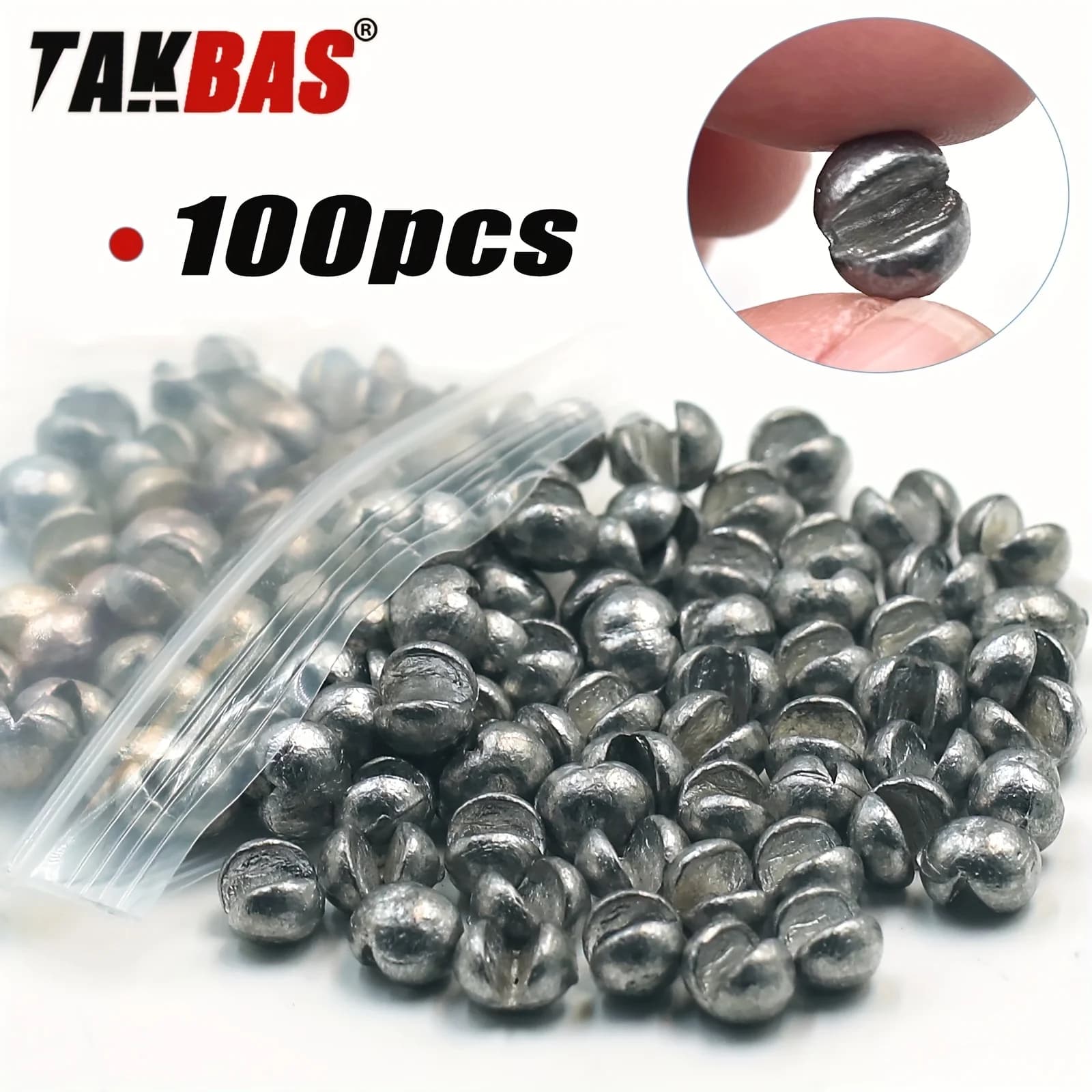 TAKBAS 100 pieces lead fishing weights - Adjustable split collar, removable round design for fresh salted water