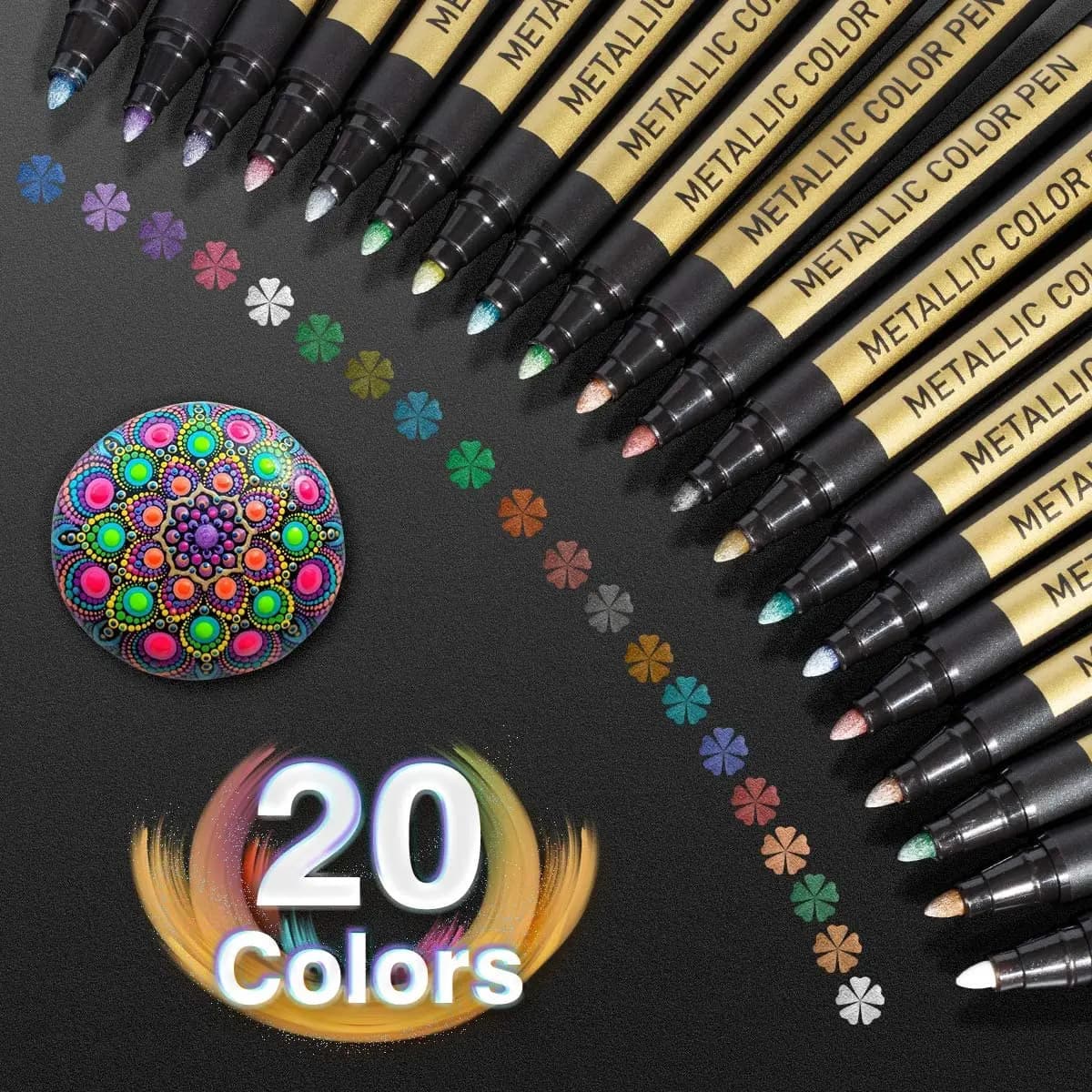 Pennarello per vernice metallizzata a 10/20 colori Scrittura permanente Pittura su roccia Album fotografico Scrapbook Vetro Legno Tela Carta Art Marker