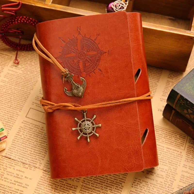 PU Leather Retro Pendants Note Book Sketchbook Writing Journal Spiral Notebook Diary Notepad Vintage Nautical Pirate Anchors