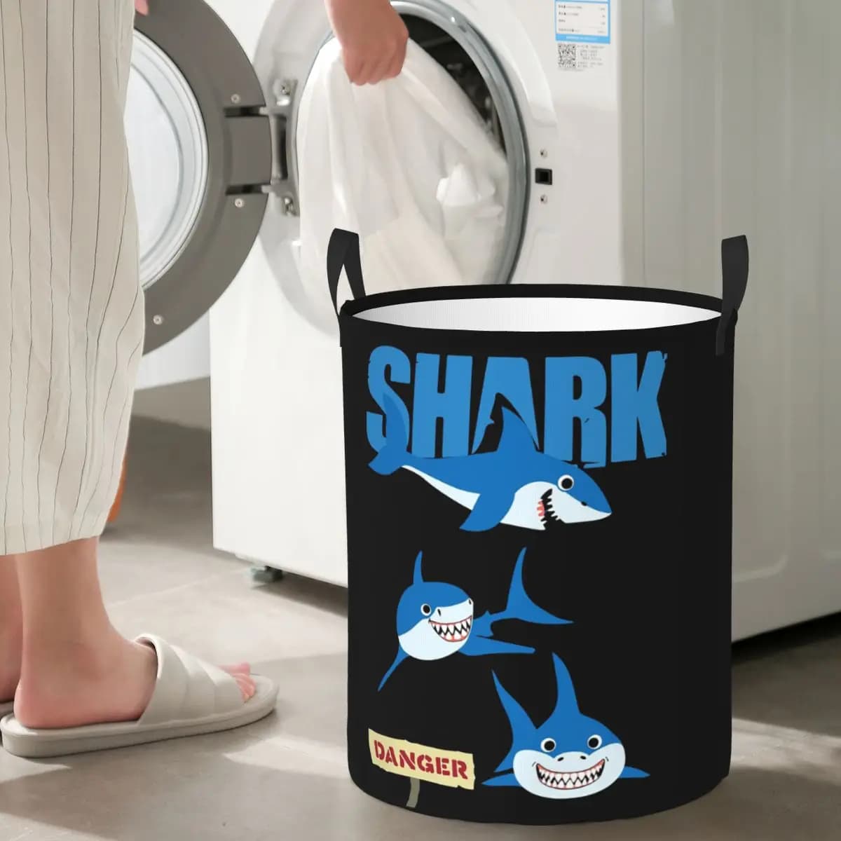 Funny shark danger Crazy Sark Lady baskets for folding underwear dirty clothes Various items Basket holders bag for the house