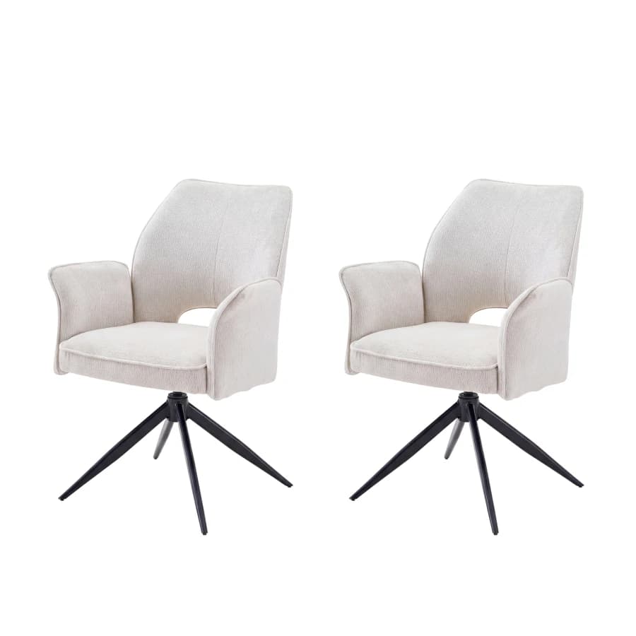 Fabric dining chair set of 2 modern soft cushioned rotating dining chairs, comfortable backrest armchair, kitchen/living room/h