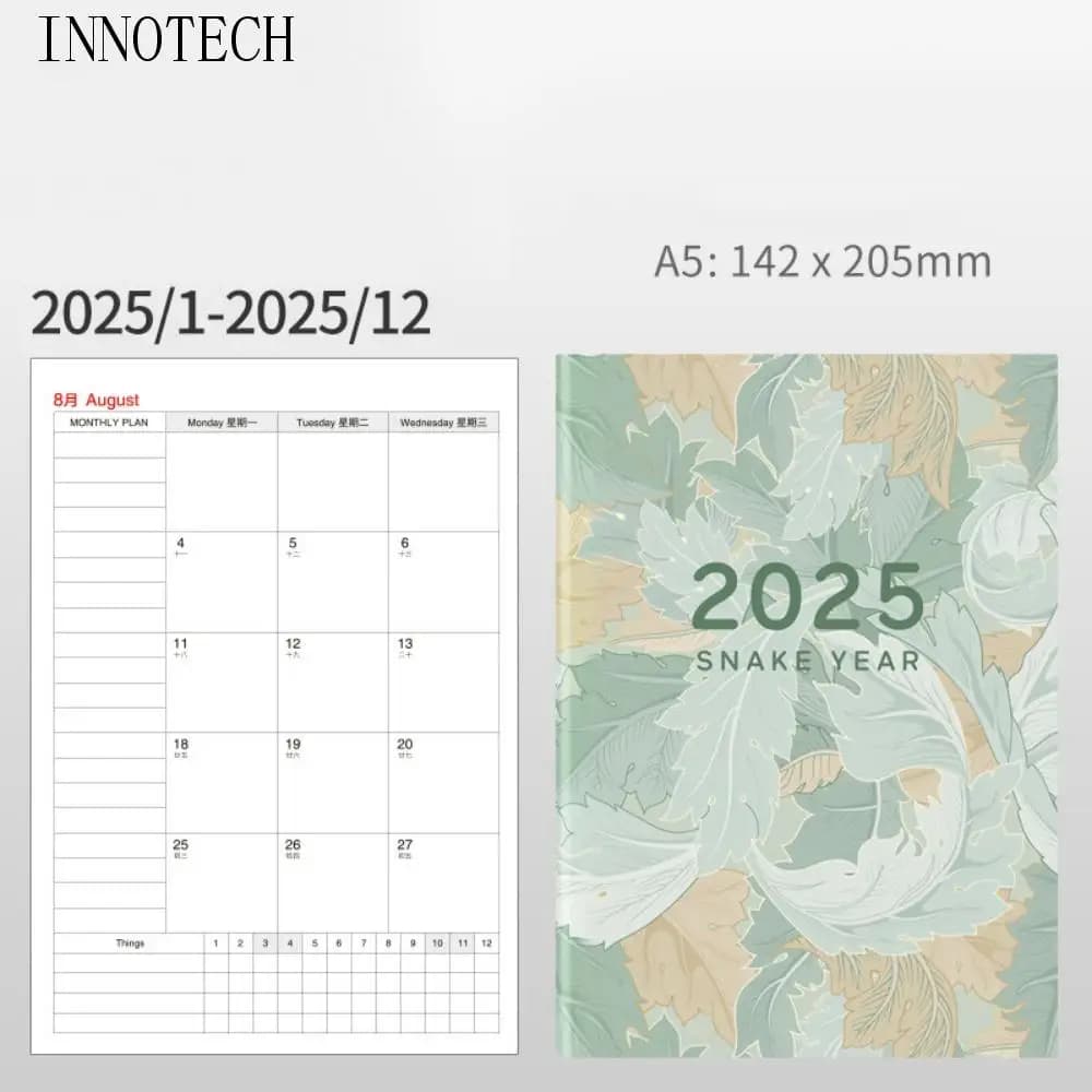 Quaderni pianificatori A4/A5 2025 Carta spessa Efficace Giorno/Stimana/Ano Agenda Planner Blocco note 84 pagine Datario multifunzione