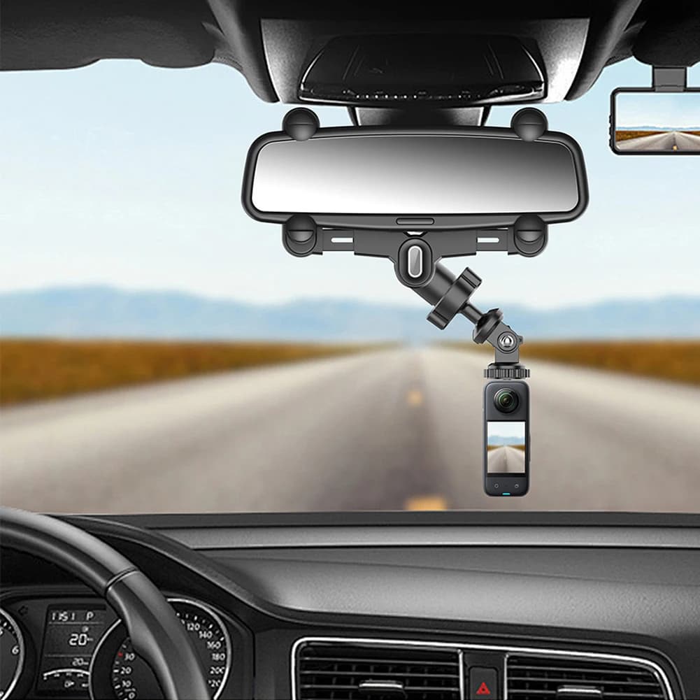 Supporto per Telecamera Auto da Specchietto Retrovisore, Supporto Regolabile a 360° per Action Cam e DVR, Compatibile con Accessori Insta360