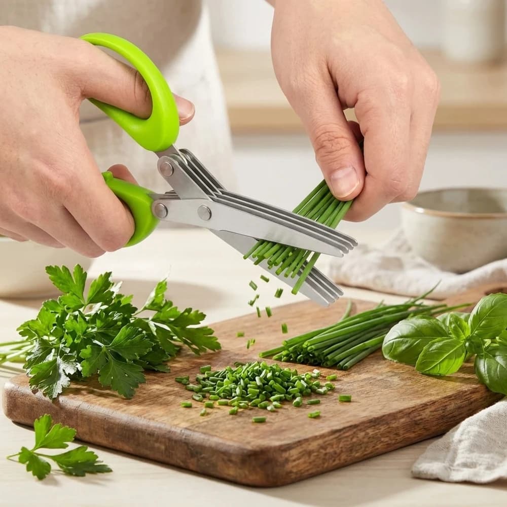 Forbici da Cucina in Acciaio Inox a 5 Strati, 2/4 Pezzi, Tritatutto Versatile per Cipolle ed Erbe, Forbici Multiuso Affilate e Resistenti per BBQ