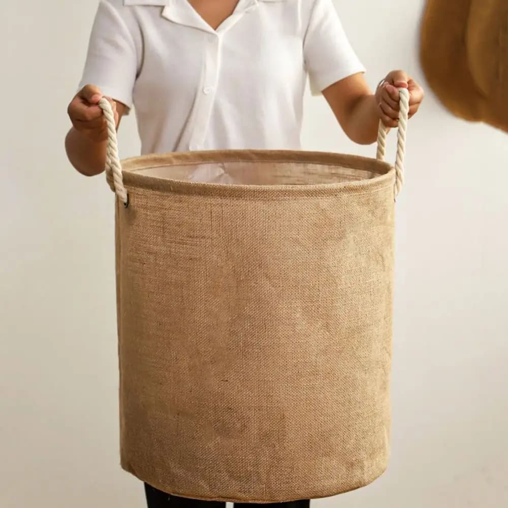 Waterproof Cotton Linen Laundry Basket Large Capacity Foldable Dirty Clothes Basket Household with Handle Sundries Organizer