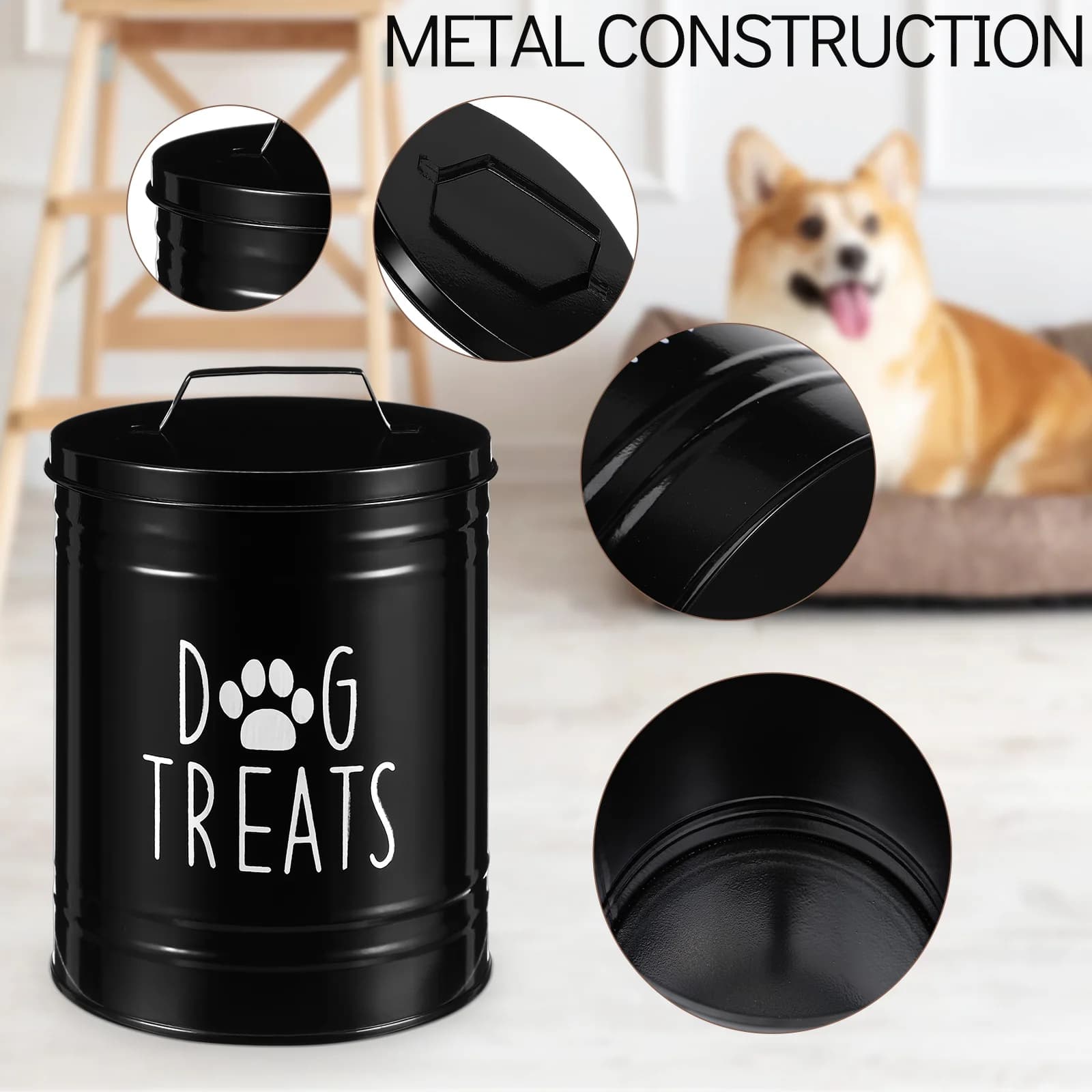 Barattolo per dolcetti per cani Contenitore ermetico per alimenti per cani con coperchio Serbatoio per alimenti per cani sigillato ad aria Contenitore da cucina Contenitore per alimenti per animali domestici