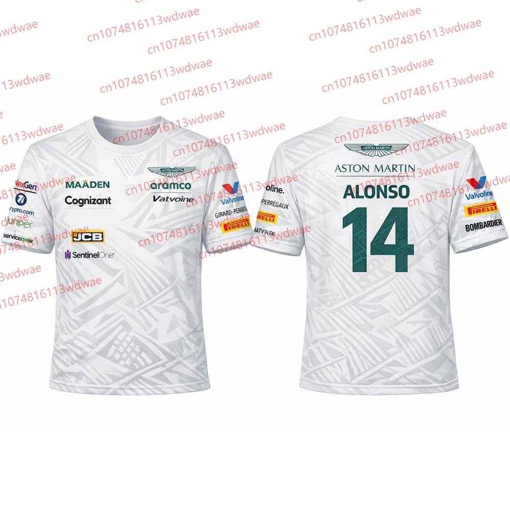 Aston Martin Men's T-shirt, Race suit Spain, Fernando Alonso 14, Breathable T-shirt, Vettel 5 T-shirt, Cycling suit