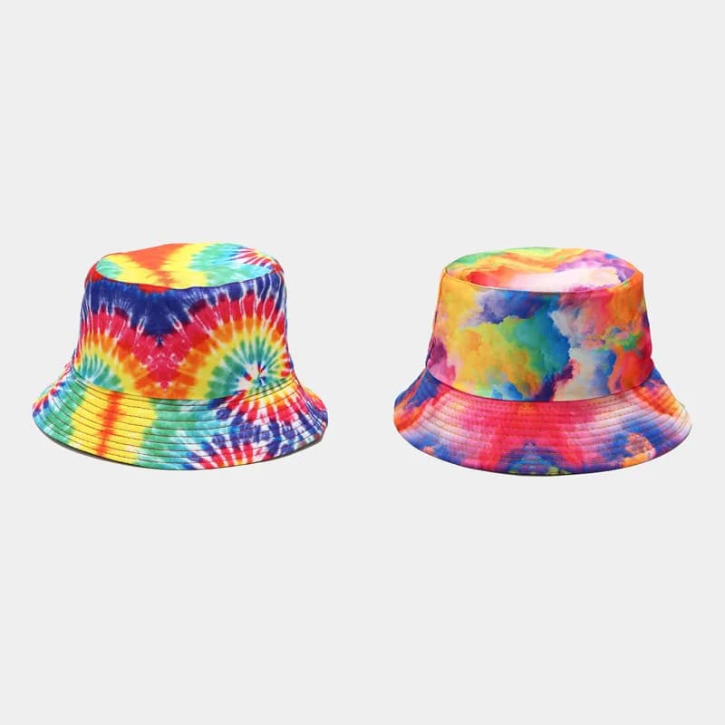 New 3D Print Tie Dye Reversible Bucket Hat for Men Women, Summer Outdoor Sun Protection Fisherman Cap