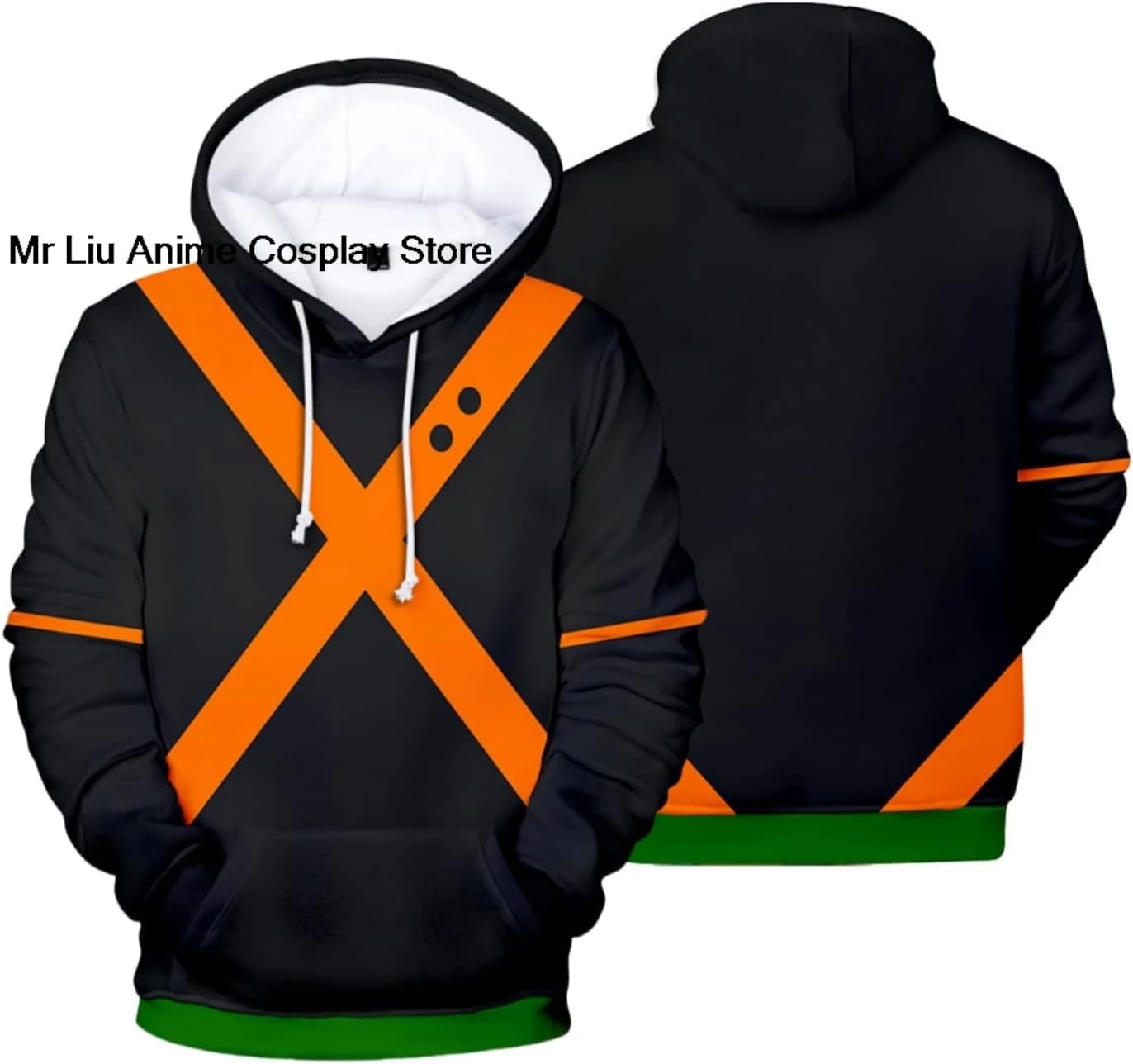 Cosplay Jacket with Zip, 3D Printed Hoodie by Katsuki, Halloween Costume