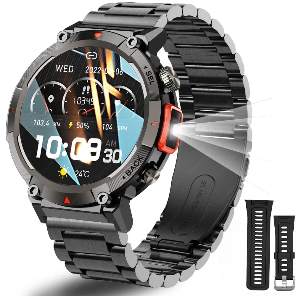 Imosi Hot Outdoor Smart Watch Men con torcia Sport Fitness bracciale pressione sanguigna IP67 Smartwatch impermeabile per Android