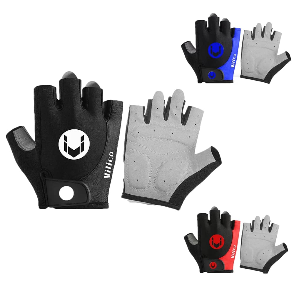 VILICO Half Finger Cycling Gloves Breathable Shock Absorbing SBR Padded Bike Gloves Anti-slip MTB Road Bicycle Sports Workout Gl