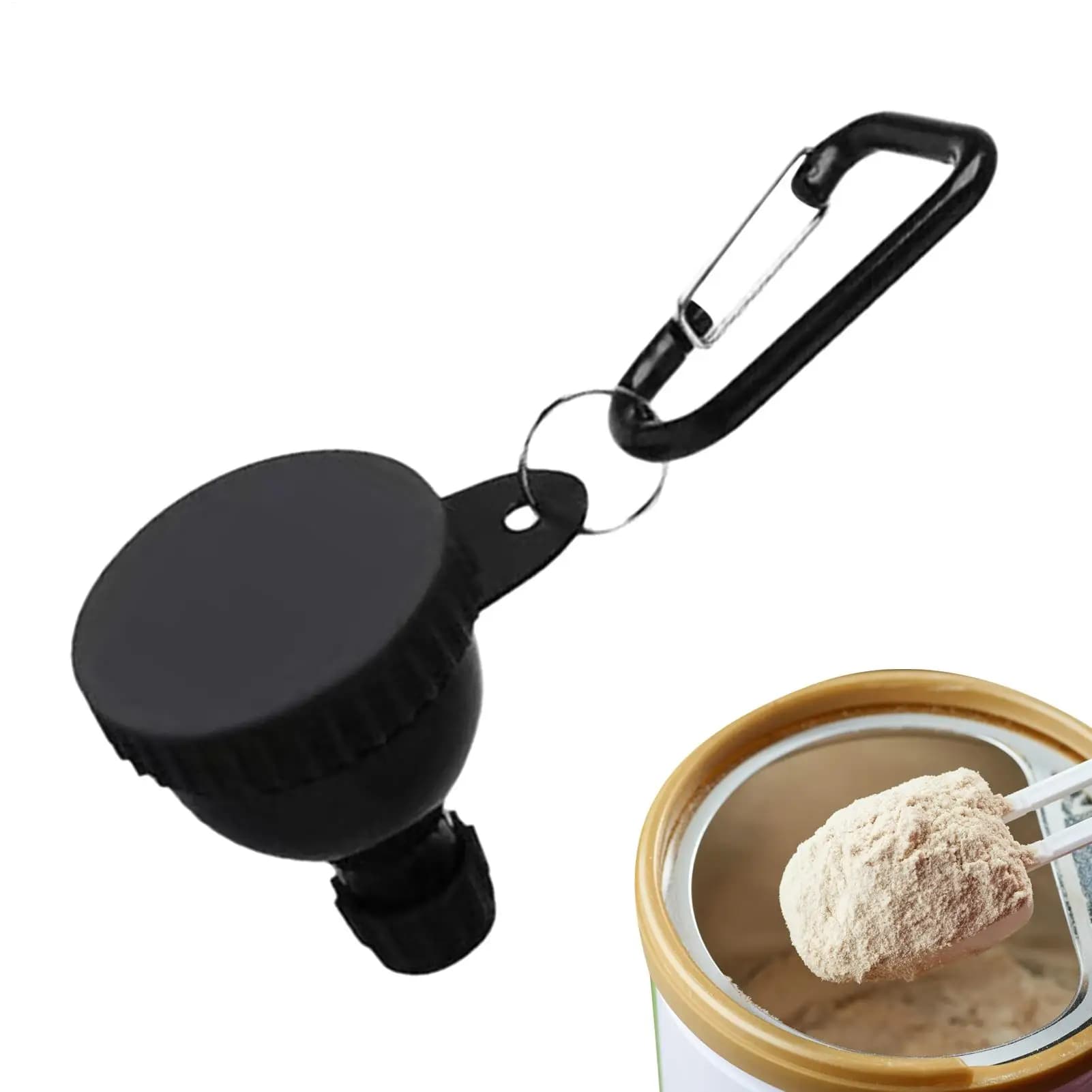 50ml Powder Protein Portable Container with Funnel and Moschettone, Waterproof, for Gym, Travel, Car, Seniors, Camping