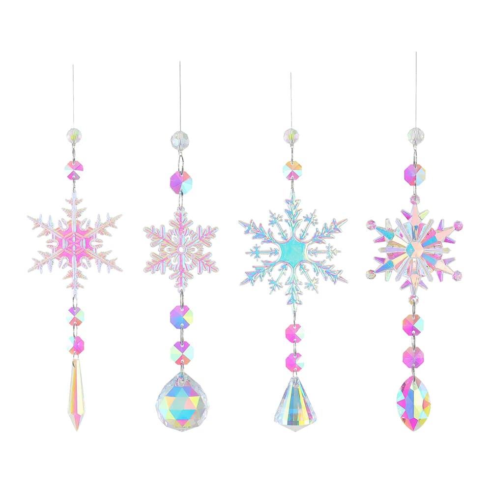 Snowflake Crystal Pendant Hangable Wind Chime Crystal Light Car Accessories Window Accessories Outdoor Garden Decoration