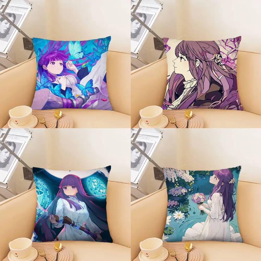 Fern Animation Frieren Beyond Journeys End Pillow Case Fashion Square Pillowcase Bedroom Sofa Room Ins Decoration Leisure