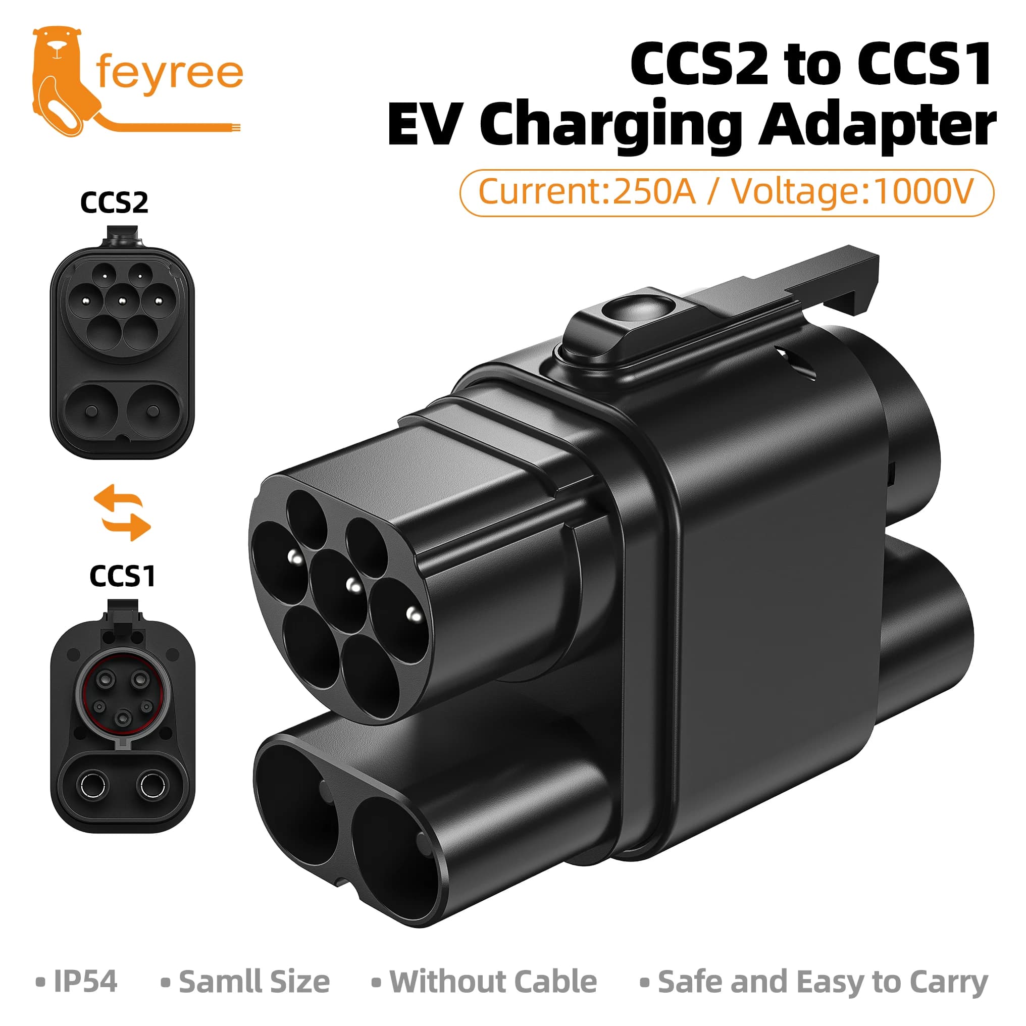 feyree CCS2 Adapter to CCS1 EV Fast DC Charging Adapter from CCS2 to CCS1 EV Charger from CCS2 to CCS1 for Electric Vehicle Charger