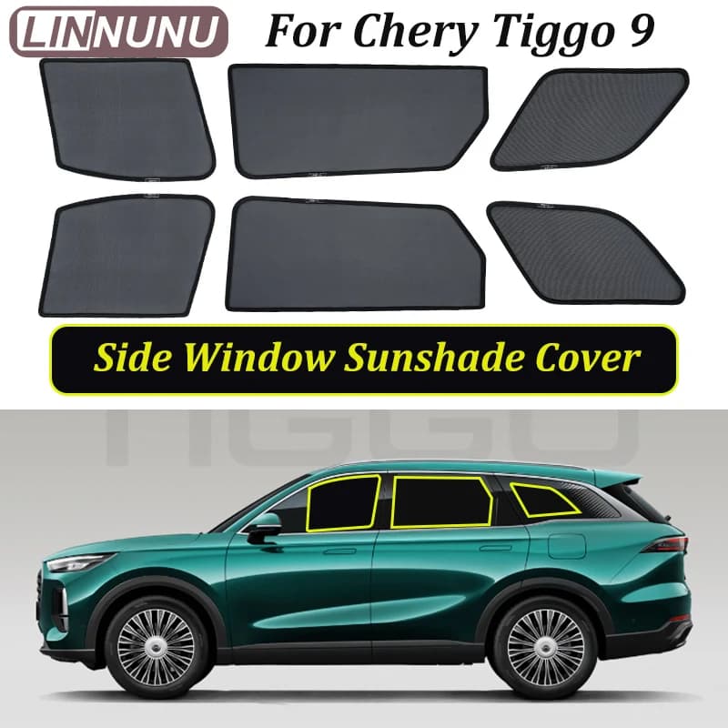 LINNUNU Car Tent Side Window Magnetic Sunbed Mesh Summer sunscreen UV protection for chery tiggo 9 2025 2024 accessories