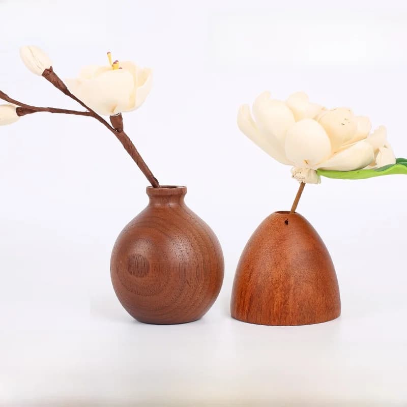 Diffusore di Oli Essenziali in Legno di Noce Nero Creativo a Forma di Fiore, Deodorante per Auto, Pezzo Decorativo per la Casa