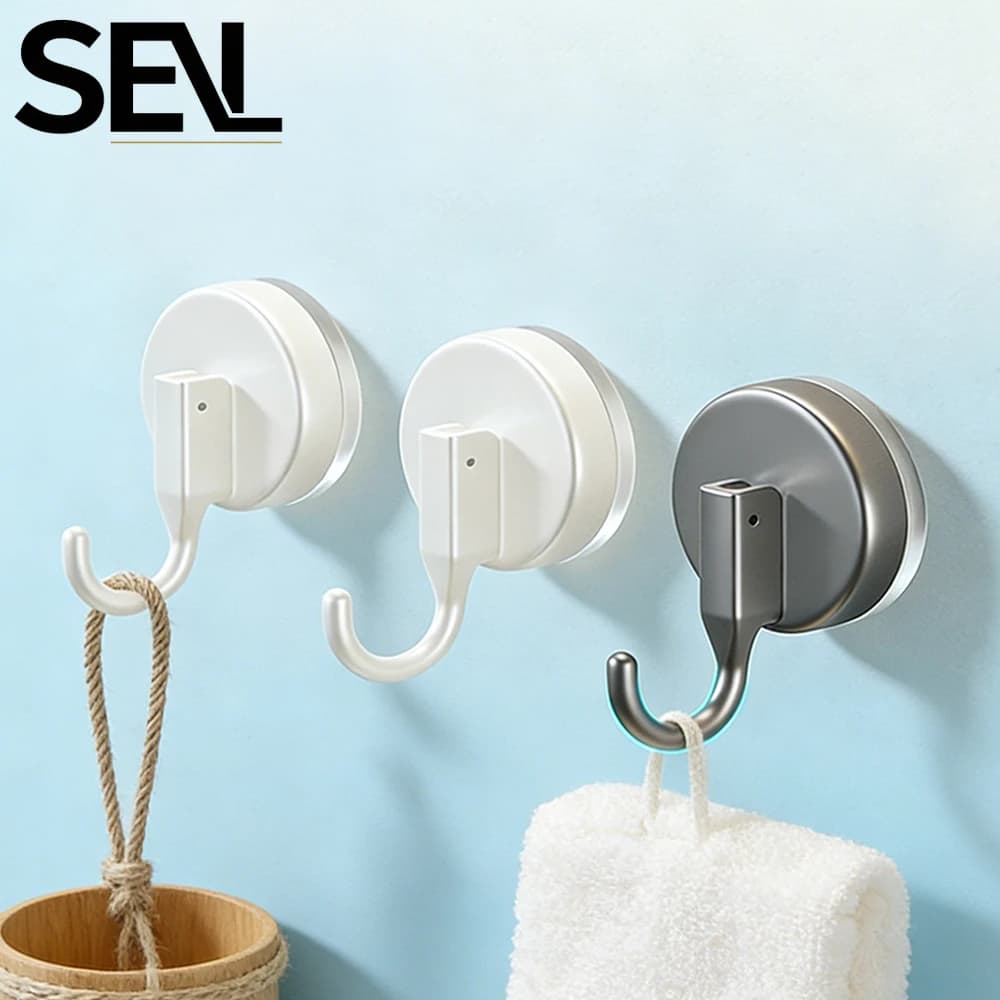 2 Ganci a ventosa riutilizzabili, impermeabili, senza foratura, per cucina e bagno, ideali per la doccia