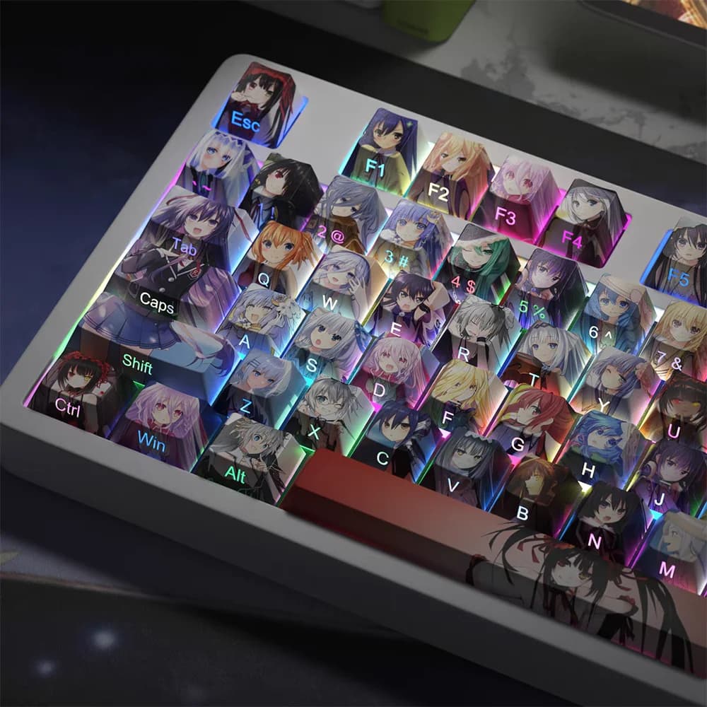 Custom Anime Characters Keycaps Personalized Side Engraved Translucent DYE-SUB Game Keycaps For MX Switch Mechanical Keyboard