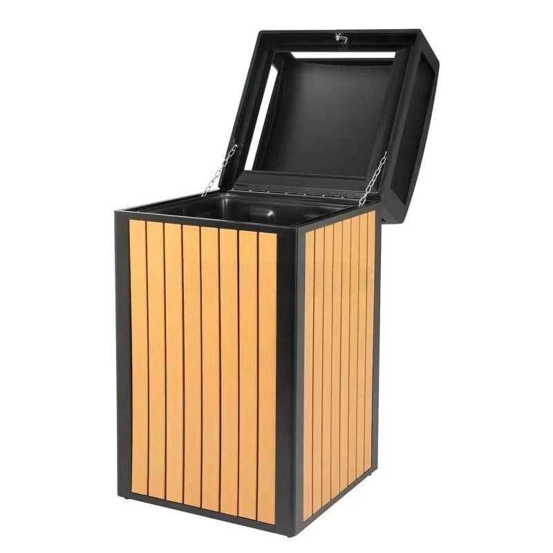 Wholesale Galvanized Steel Public Recycle Garbage Bin 40 Gallon Outdoor Trash Cans Metal Waste Bin for Cafe Dustbin Outdoor logo