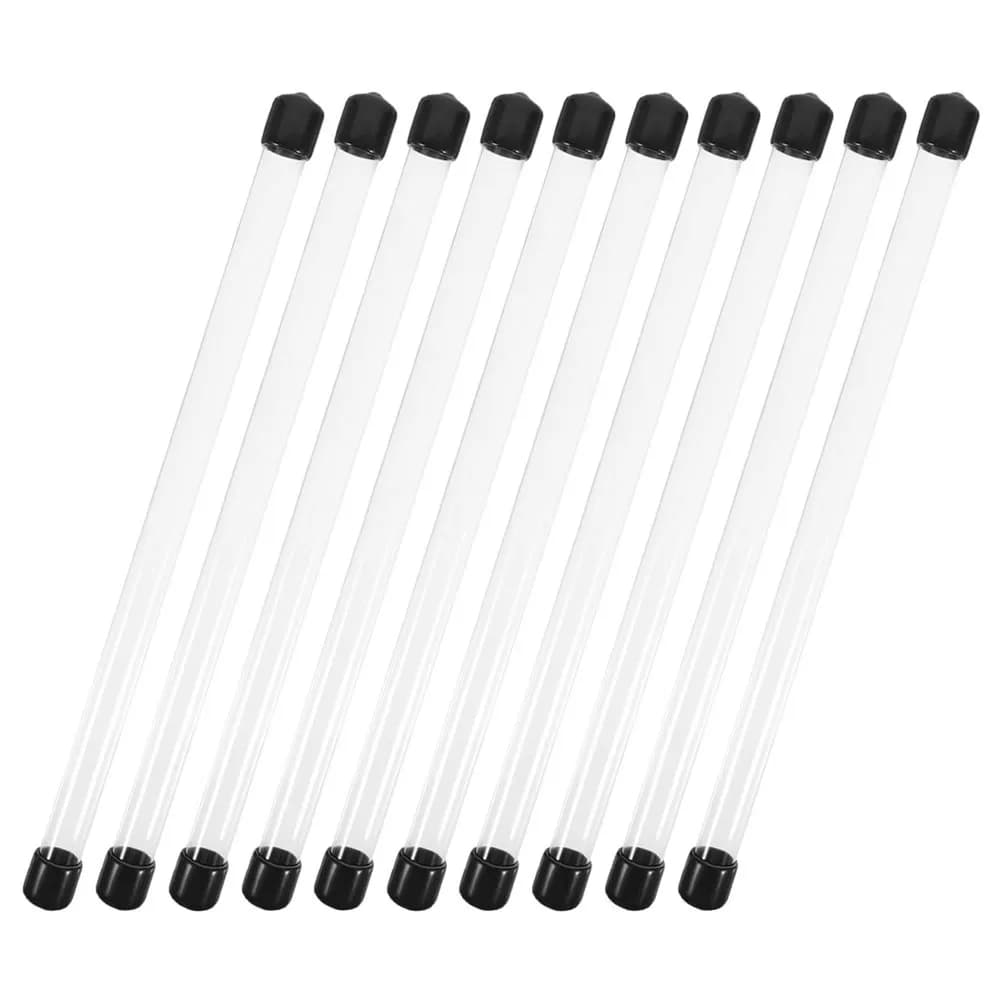 10Pcs Clear Rigid Plastic Laboratory Round Tubing Black Caps Incense Sticks Holder Storage Tube for Craft DIY Rigid Round Tubing