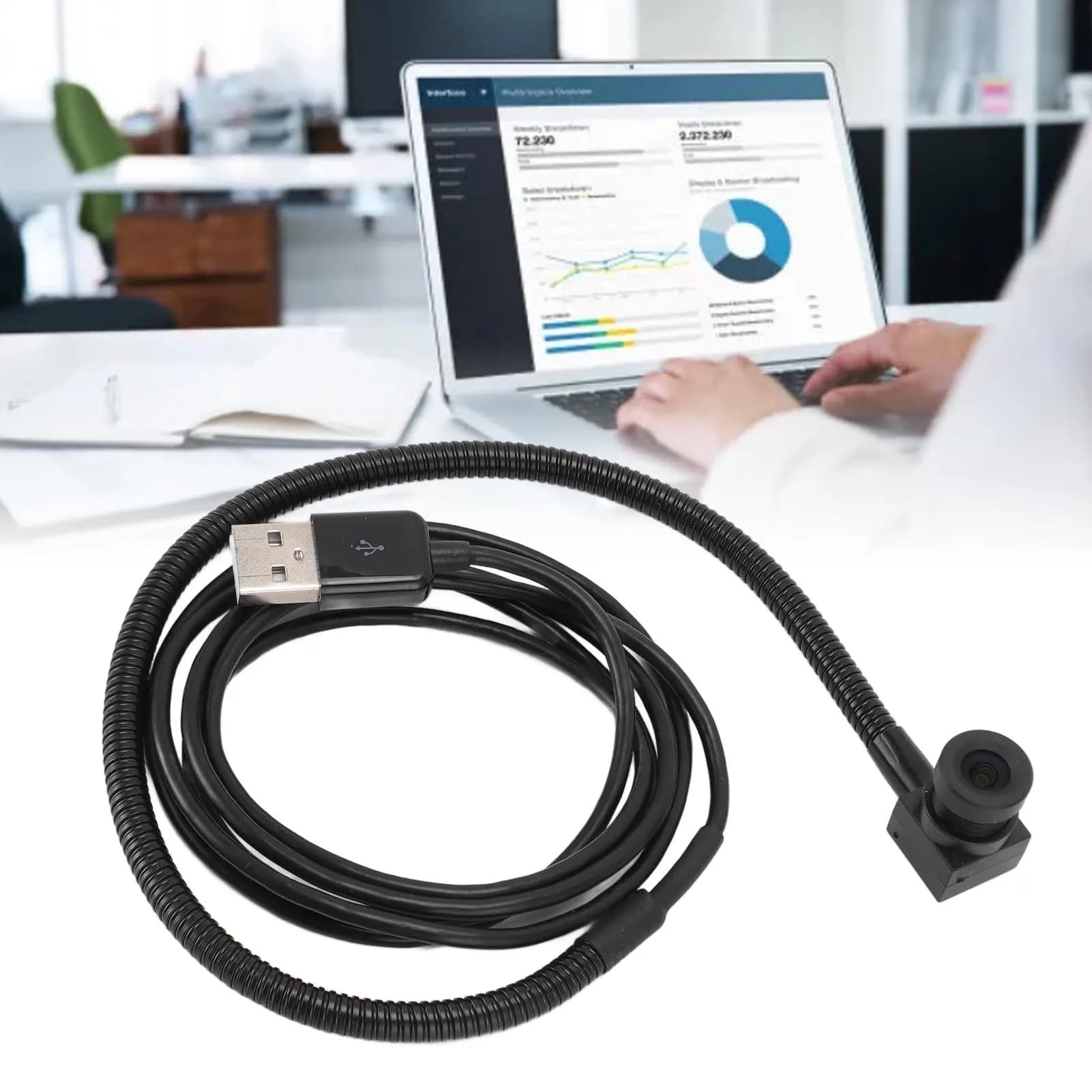 USB Webcam with 2MP Central Target and Autofocus for Videoconferences and Live Streaming, USB Webcam for Laptop
