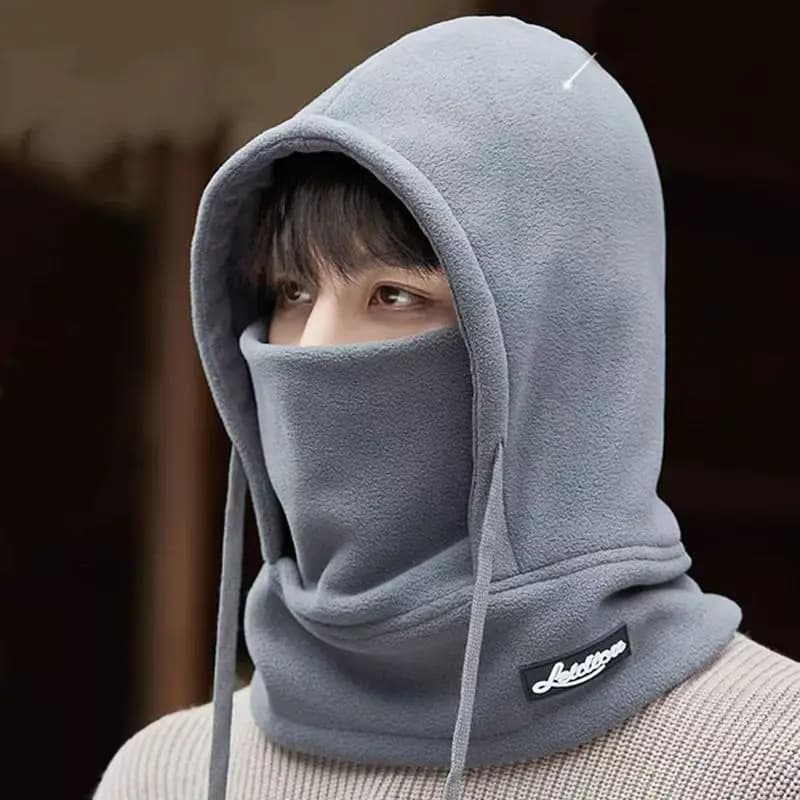 Hat Men's Winter Warm Wool Knitted Needle Hat Fleece Thickened Windproof Hat Cycling Electric Vehicle Cold Protection Mask