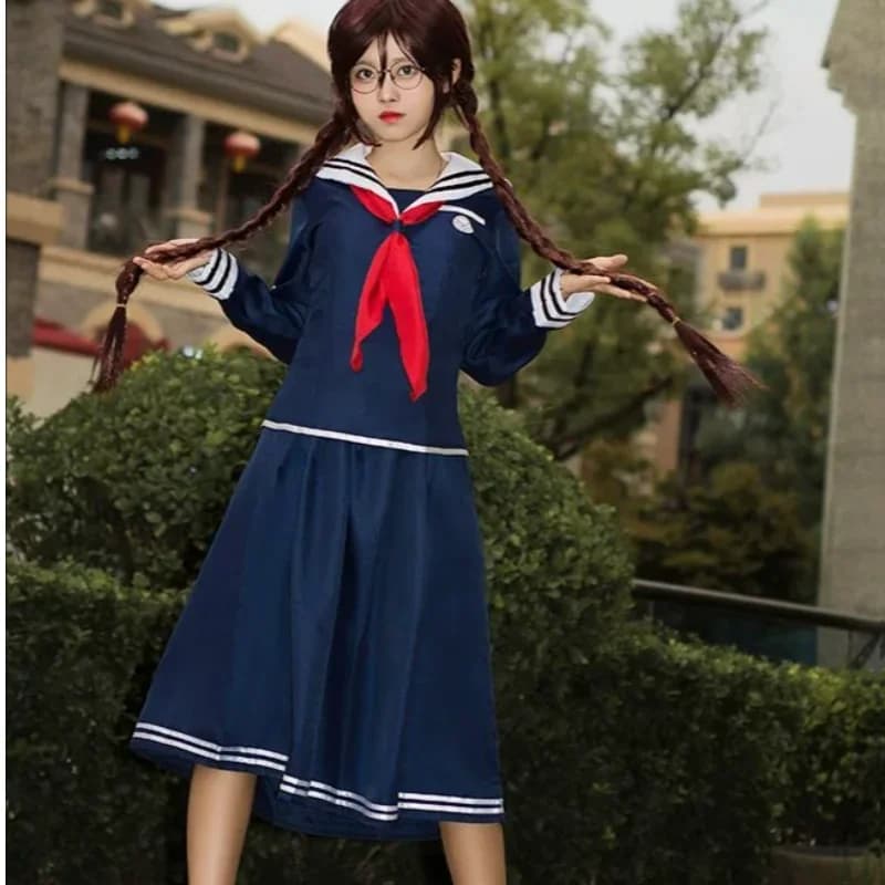 Costume da Cosplay per Donne Adulte Toko Fukawa, Uniforme JK di Danganronpa con Occhiali, Abito per Halloween e Carnevale