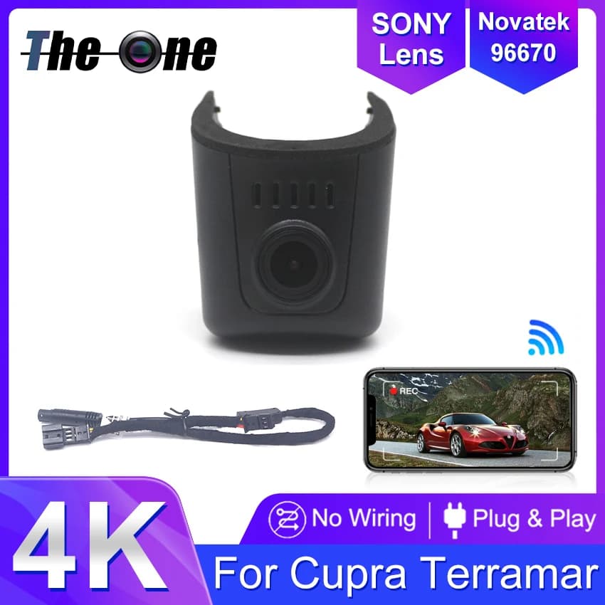 For Cupra Terramar 2024 2025 2026 Front and 4K Rear Camera for Car, Dash Cam WIFI Recorder, DVR Recording Devices for Cars