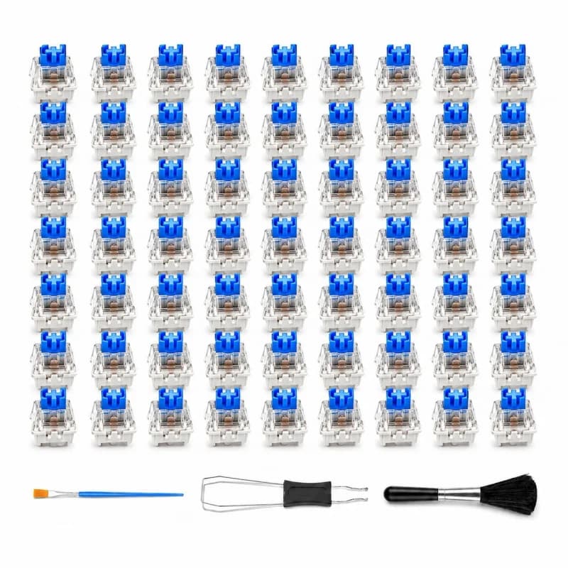 50PCS Blue Mechanical Keyboard Switches Clickers for 3D Prints 3 Pin Clicky Replacement Tactile Switche with Switch Puller Brush