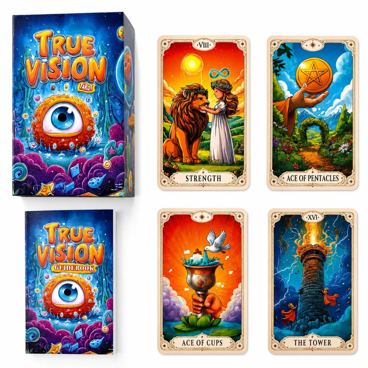 True Vision Tarot Card Deck | 78 Rider-Waite-Inspired Cards with a Guidebook for Daily Guidance, Love, Career