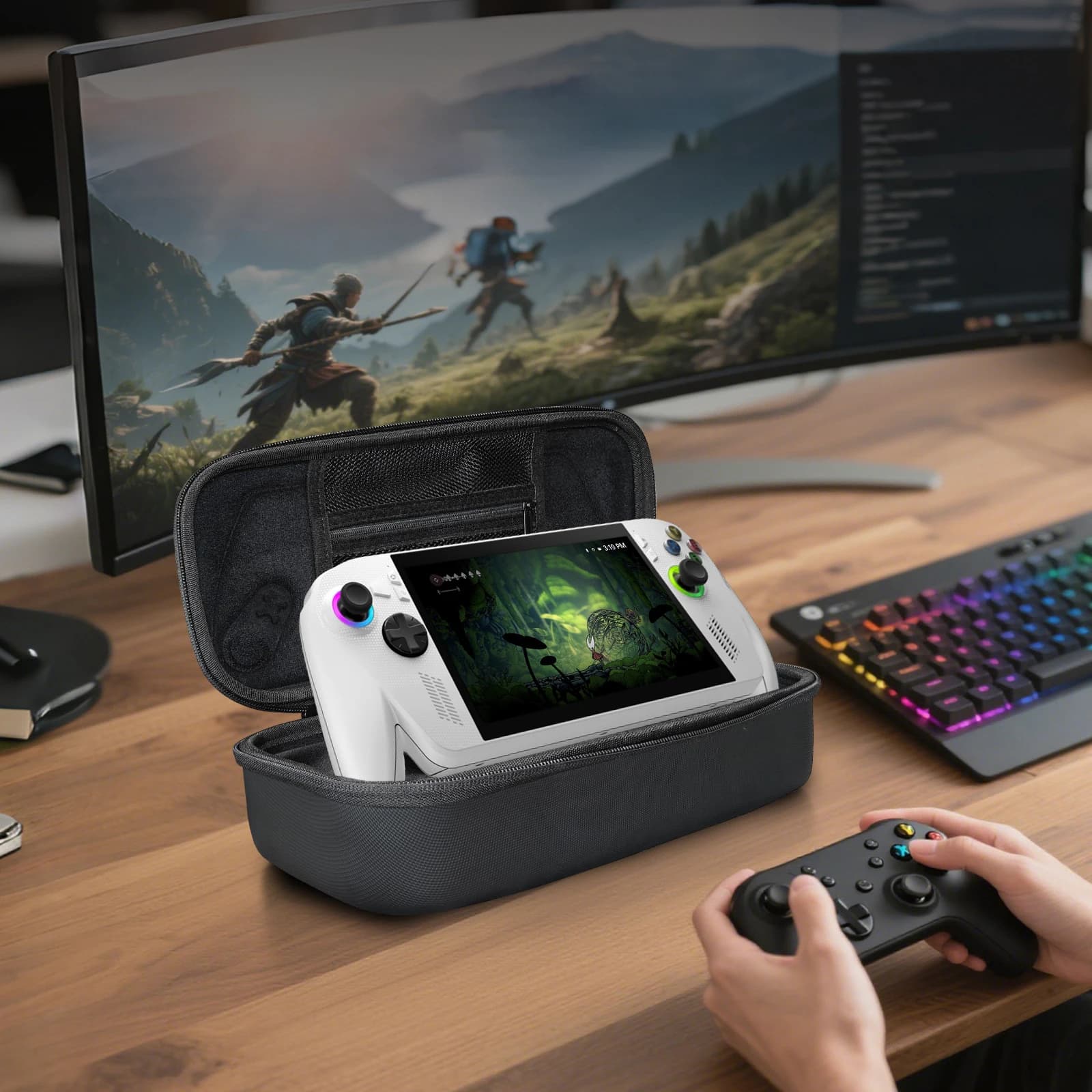 Custodia rigida in EVA per console da gioco portatile ROG Xbox Ally/ROG Xbox Ally X con scomparti interni e accessori