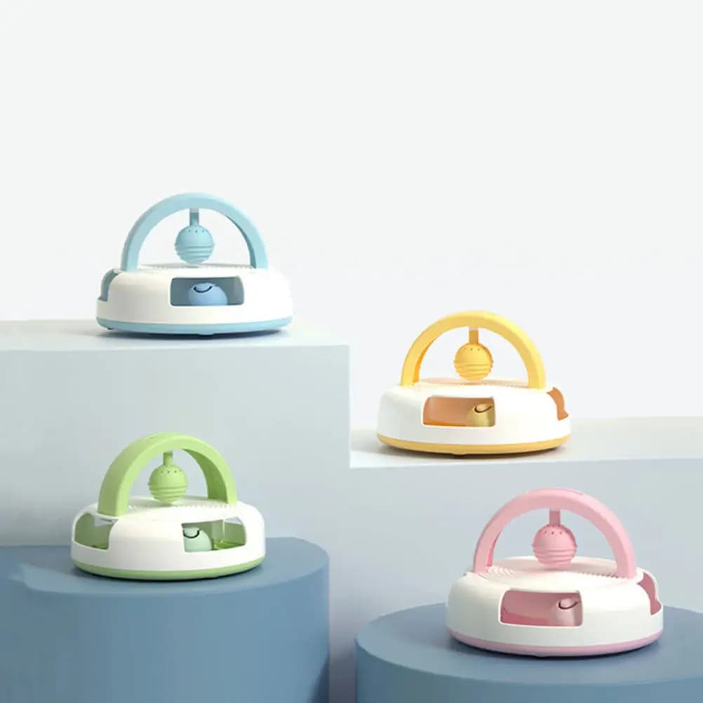 Set di 1 Gioco Interattivo per Gatti con Piattaforma Girevole, Bastoncino e Pallina da Tennis per Intrattenere e Allenare i Gattini