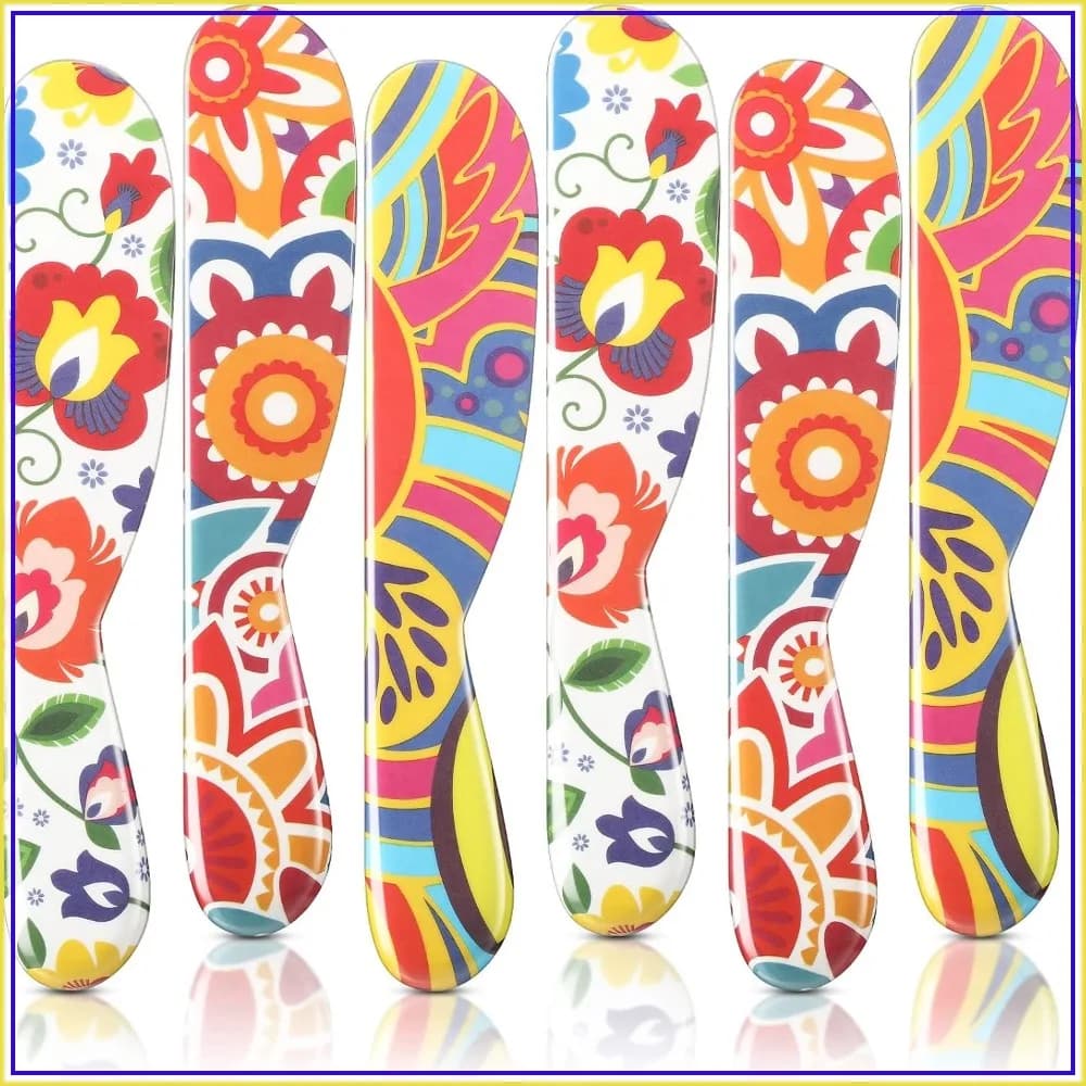 6 Pieces Butter Knife Set, 6 Inch Plastic Spreaders for Cream Cheese, Sandwich, Jam, Jelly - Summer Kitchen Gifts