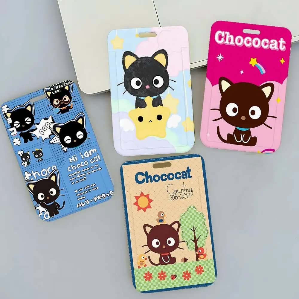Portachiavi con cordino e porta badge Kawaii C-Chococat, nuovo porta tessere da donna, laccetto da collo per studenti, ideale come regalo