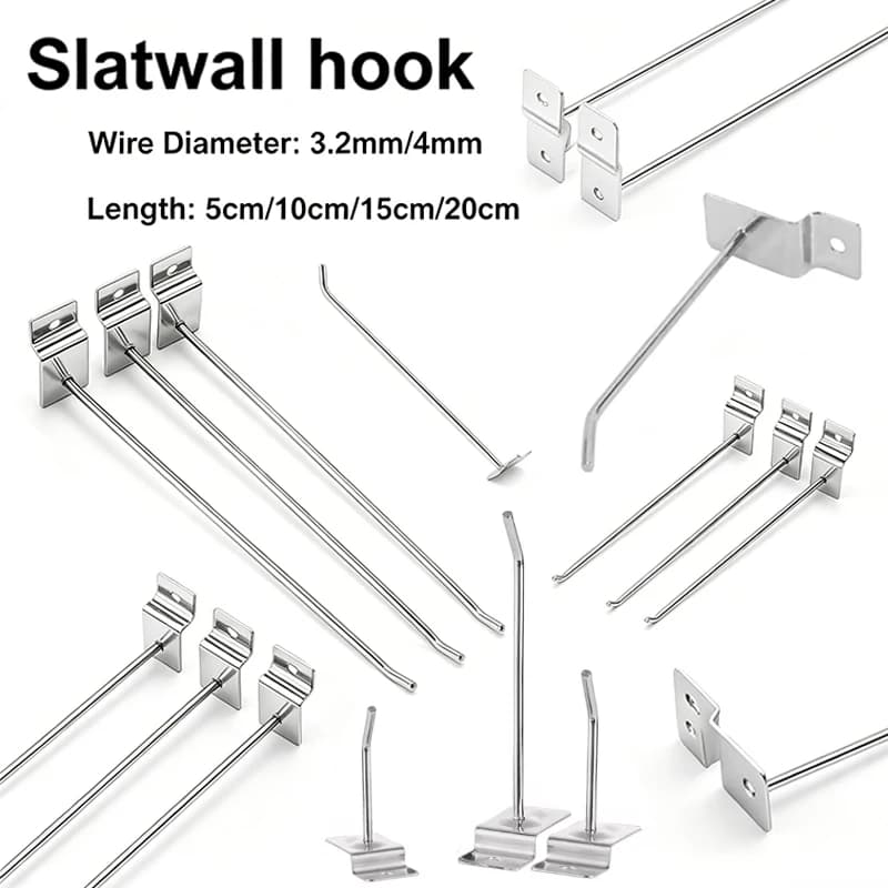 5-100Pcs Hole Board Hook Steel Oblique Hanger Shelf Hardware Tool Wall Mount Storage Rack Garage Pegboard Hook