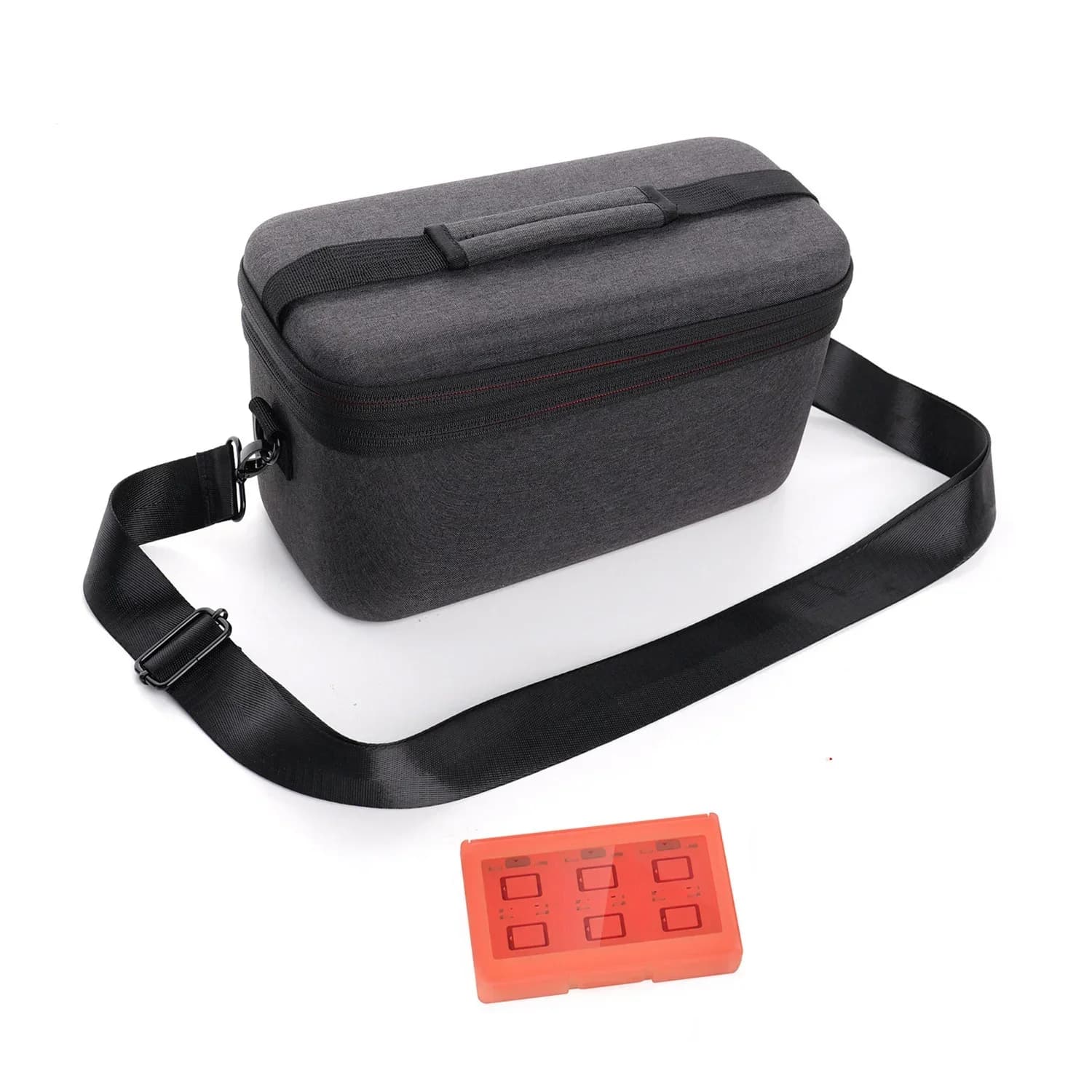 Custodia per console 29x16x17CM Borsa a tracolla portatile con guscio rigido con fodera morbida con cerniera con scatola di carte per Nintendo Switch 2 parti