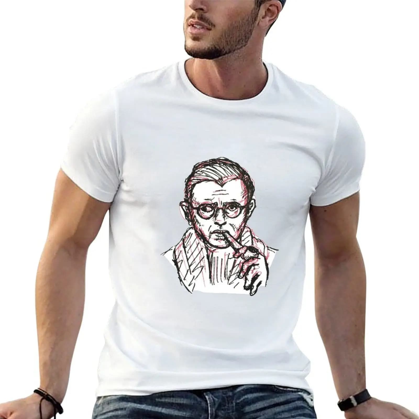 T-shirt Jean Paul Sartre, t-shirt da uomo in cotone, t-shirt divertenti da uomo, t-shirt da uomo in cotone