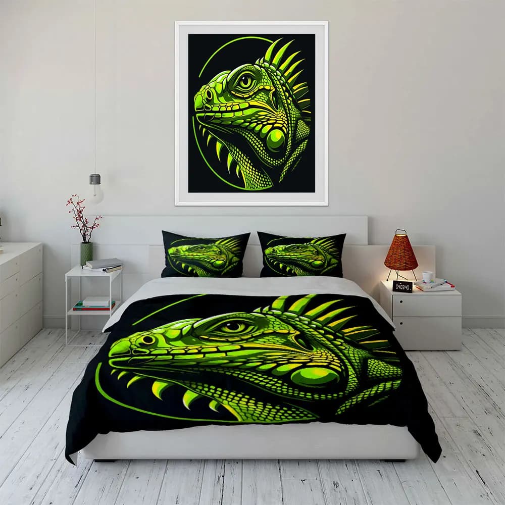 Set di biancheria da letto Lizard Art Decor Set - Home con 1 copripiumino e 2 federe, singolo, matrimoniale, king, queen, idea regalo