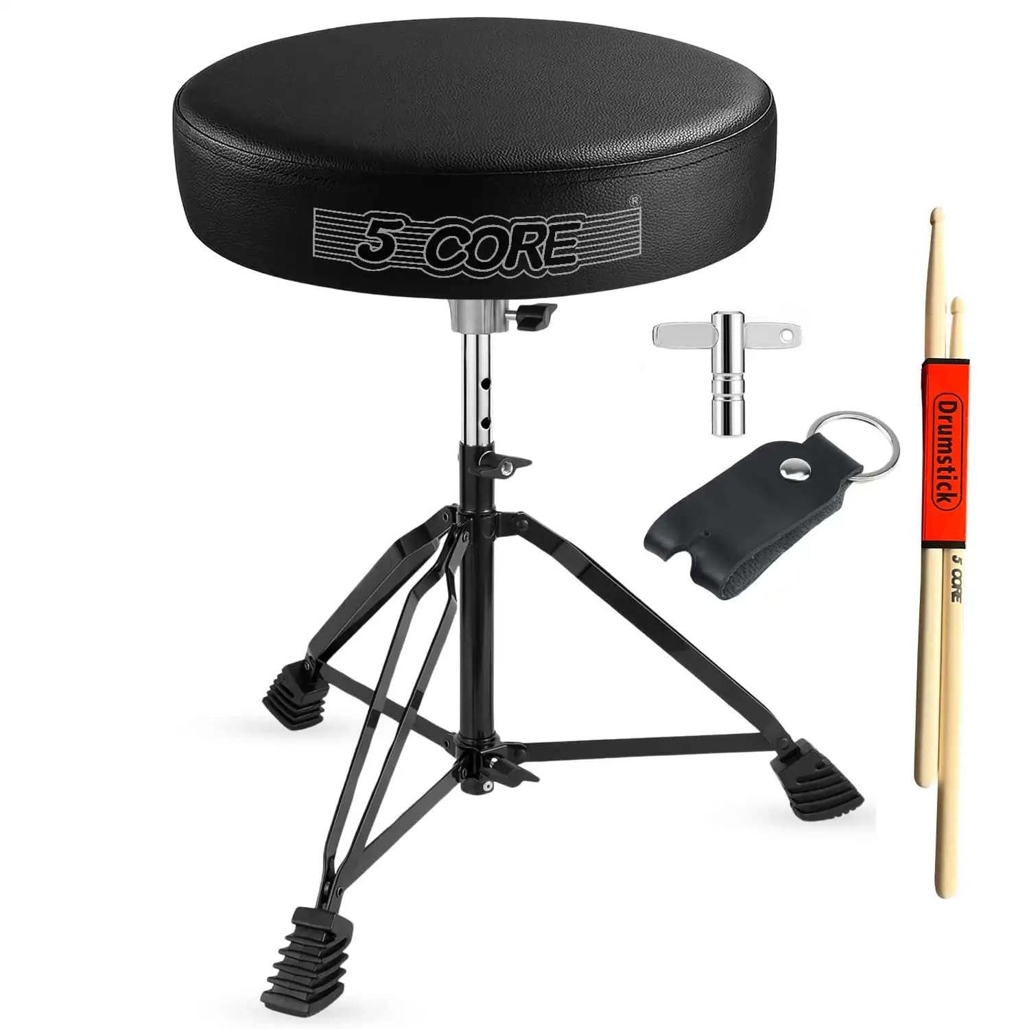 Trono per batteria a 5 nuclei, comodo sgabello per chitarra imbottito da 3 pollici, sedia per batterista, sedile per musicista regolabile DS BLKCH BLK