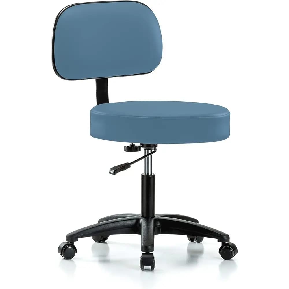 Sgabello da esame regolabile in altezza con supporto per la schiena, altezza scrivania 18,5-24, vinile blu coloniale