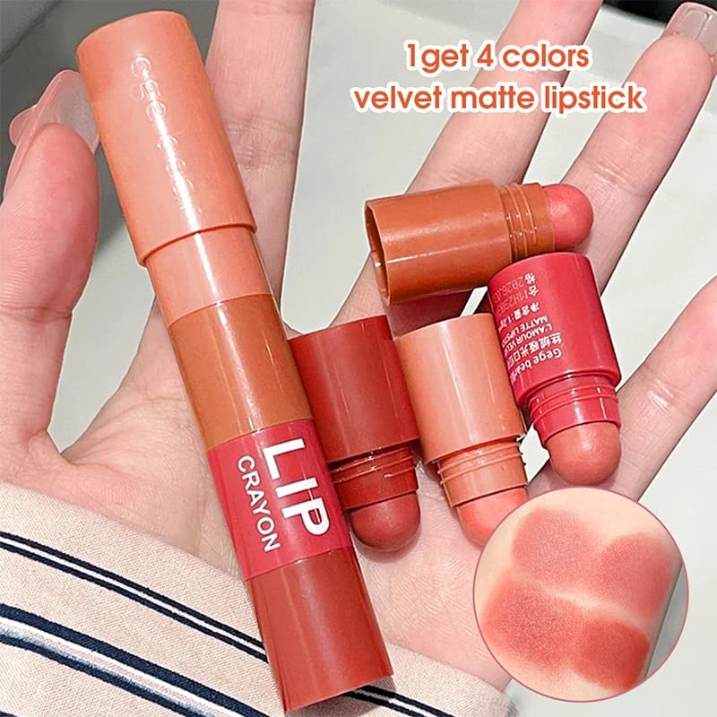 Rossetto nebulizzato in velluto opaco a 4 colori, rossetto da indossare a lunga durata con tazza antiaderente impermeabile da 1 pezzo per le donne