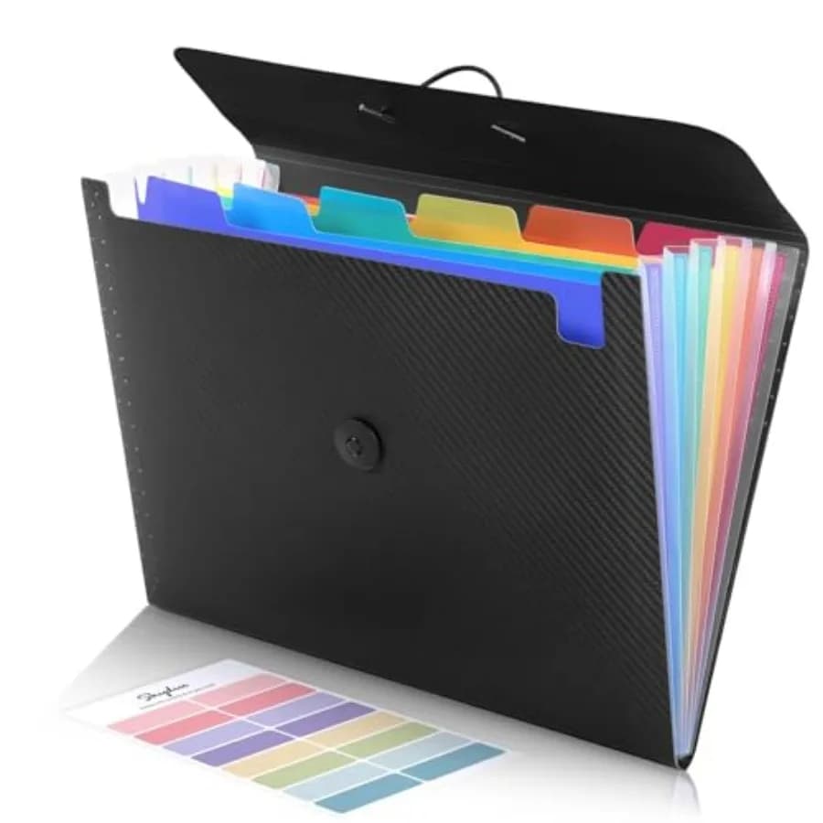 Organizzatore di Documenti a Fisarmonica con 7 Scomparti, Cartella Portatile per Ricevute, Fogli, Documenti, Formato Letter/A4