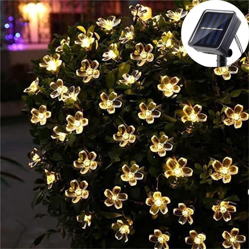 Luci Solari a Forma di Ciliegia per Giardino, 8 Modalità, Ghirlanda Solare Impermeabile per Esterni, Decorazione per Prato, Vialetti, Natale, Matrimoni e Feste
