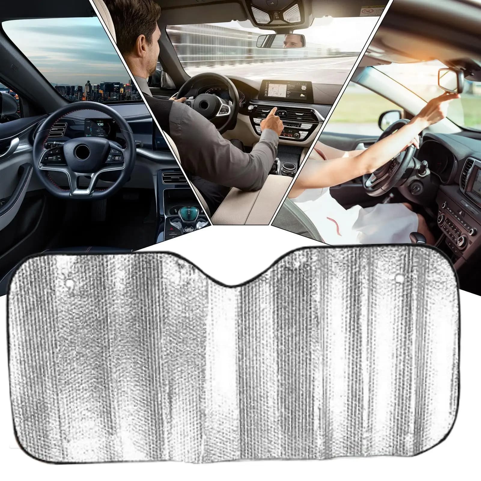 Parasole Pieghevole per Parabrezza Auto, Protezione UV, Mantiene il Veicolo Fresco, Adatto alla Maggior Parte delle Berline e SUV