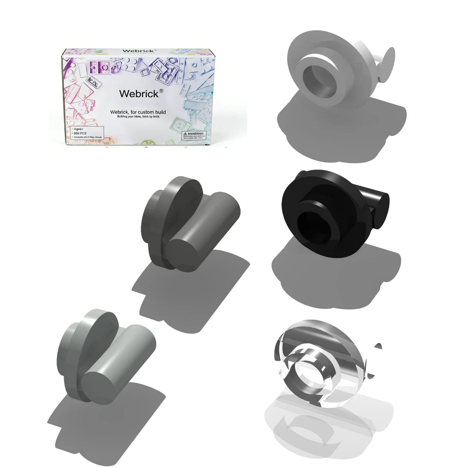 Set di 100 Pezzi 25893 Piastre Rotonde 1x1 con Maniglia a Barra, Blocchi da Costruzione con Scatola, Parti Compatibili al 100% con Idea Toys