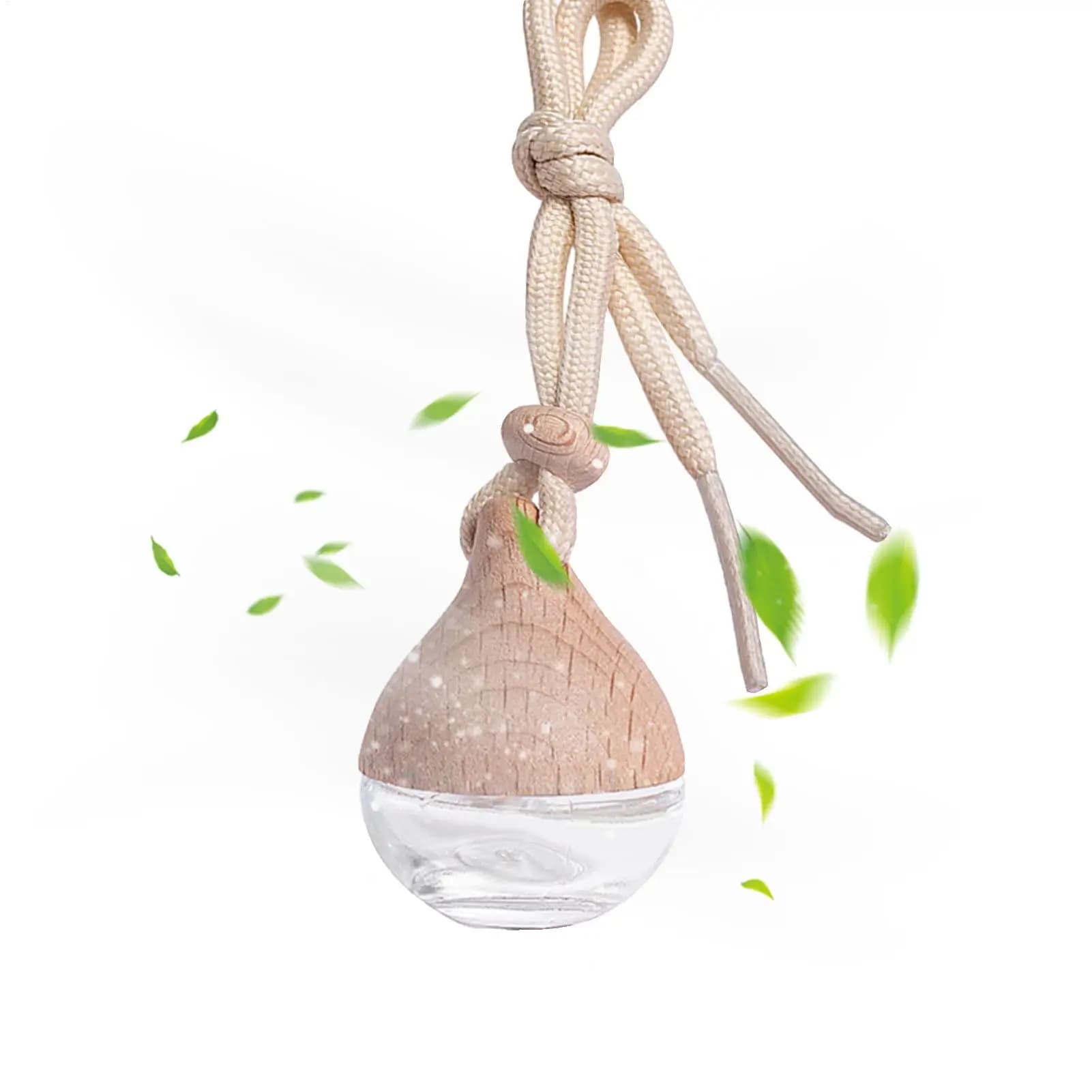 Empty Car Air Freshener Pendant Perfume Glass Bottle With Wooden Caps Refillable Car Essential Oil Diffuser Bottle Car Supplies